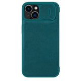 Nillkin Qin Leather Pro Case iPhone 14 Plus Camera Cover Holster Cover Flip Case Grøn