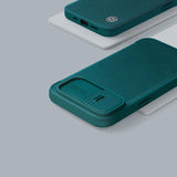 Nillkin Qin Leather Pro Case iPhone 14 Plus Camera Cover Holster Cover Flip Case Grøn