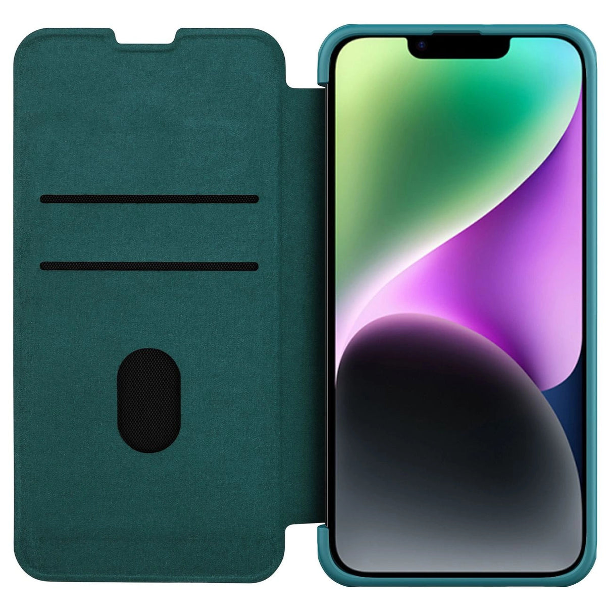 Nillkin Qin Leather Pro Case iPhone 14 Plus Camera Cover Holster Cover Flip Case Grøn