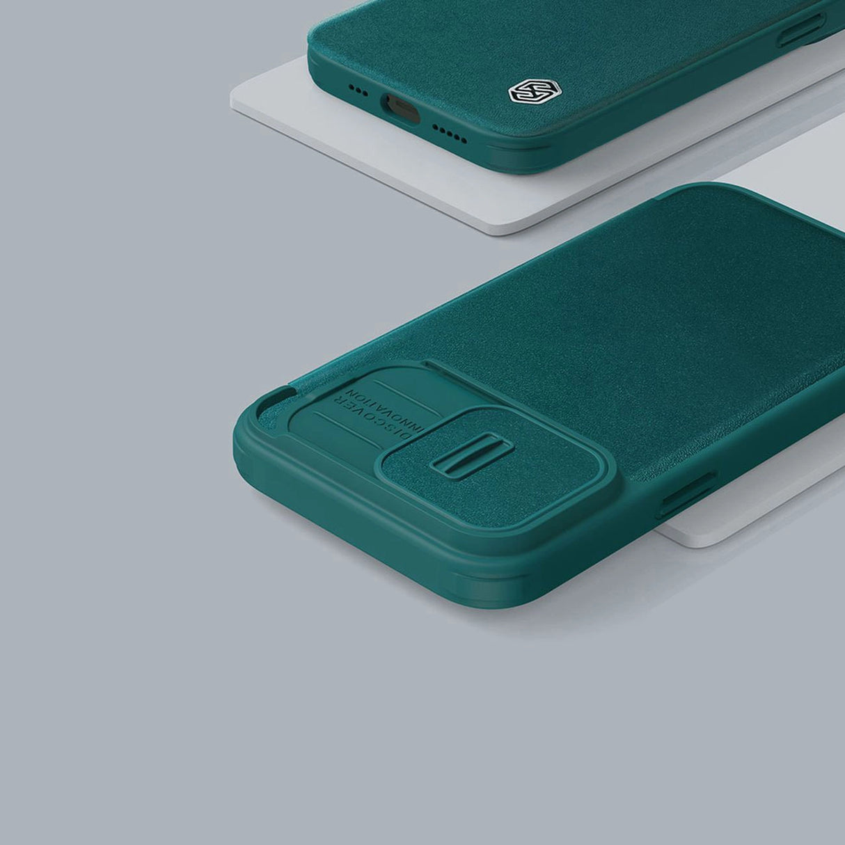 Nillkin Qin Cloth Pro Case Case for iPhone 14 Pro Max Kamera Cover Holster Cover Flip Case Blå