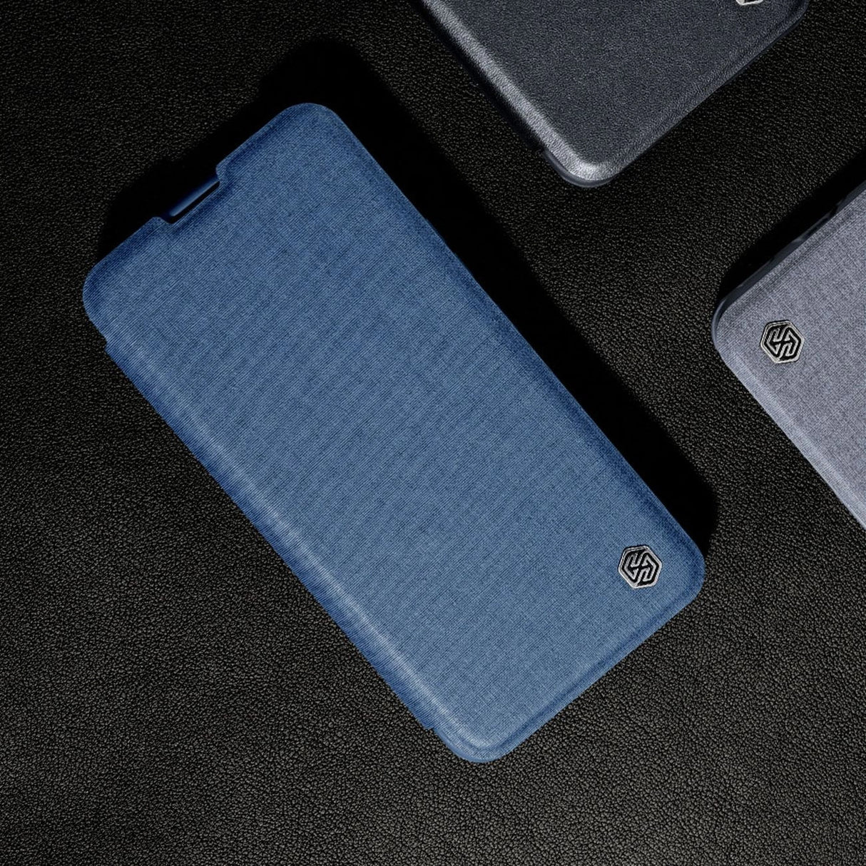Nillkin Qin Cloth Pro Case Case for iPhone 14 Pro Max Kamera Cover Holster Cover Flip Case Blå