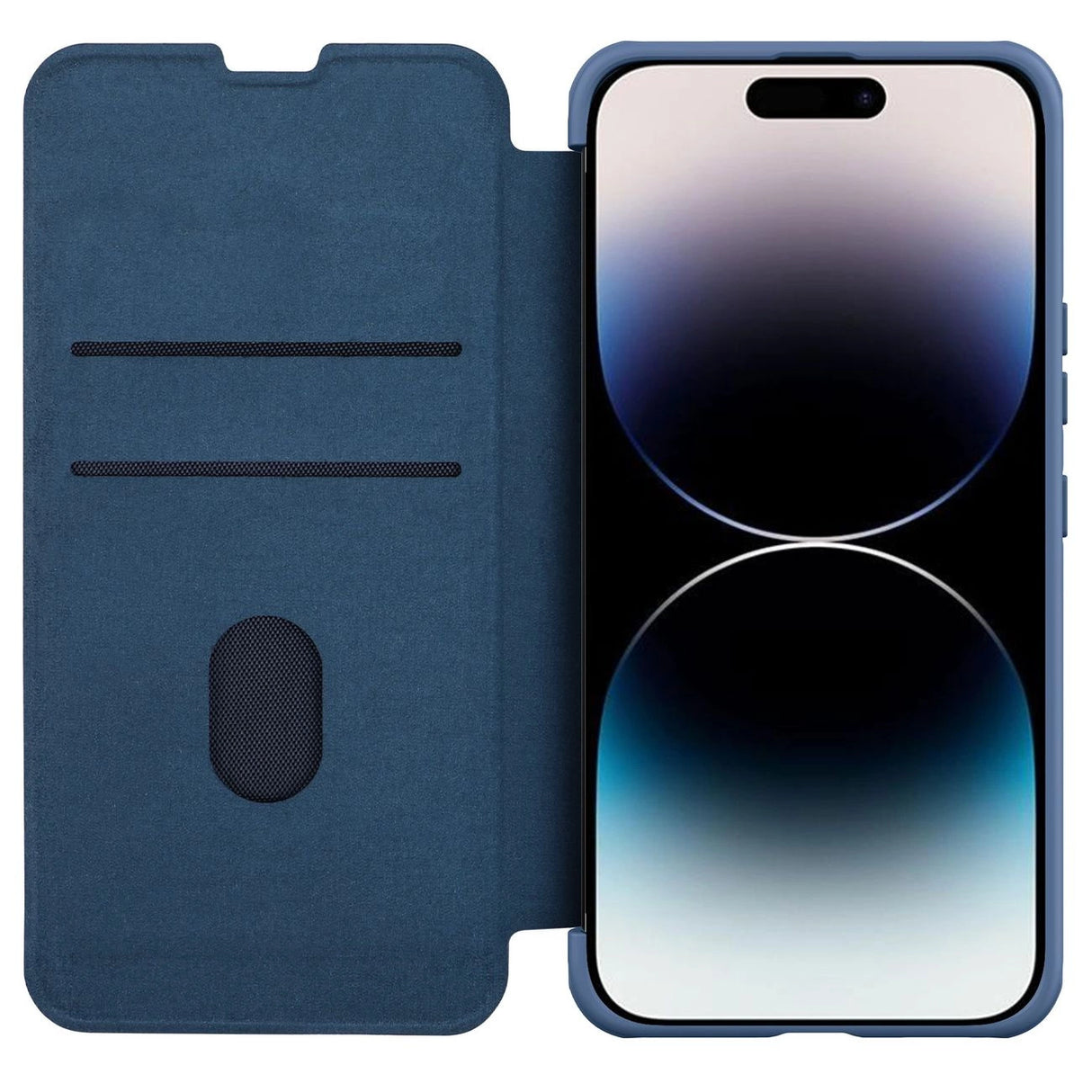Nillkin Qin Cloth Pro Case Case for iPhone 14 Pro Max Kamera Cover Holster Cover Flip Case Blå