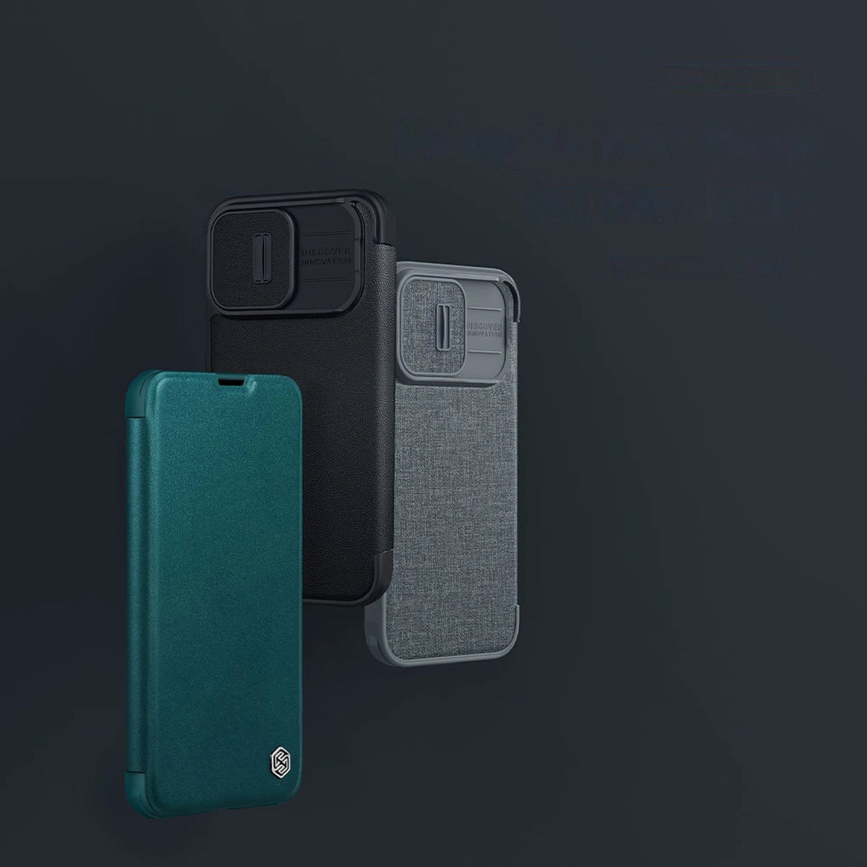 Nillkin Qin Cloth Pro Case Case for iPhone 14 Pro Max Kamera Cover Holster Cover Flip Case Blå