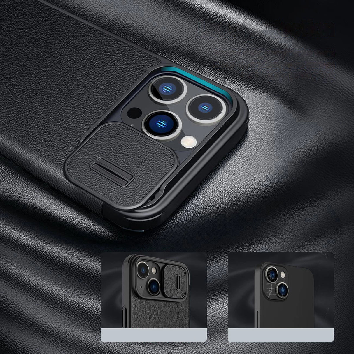Nillkin Qin Cloth Pro Case Case for iPhone 14 Pro Max Kamera Cover Holster Cover Flip Case Blå