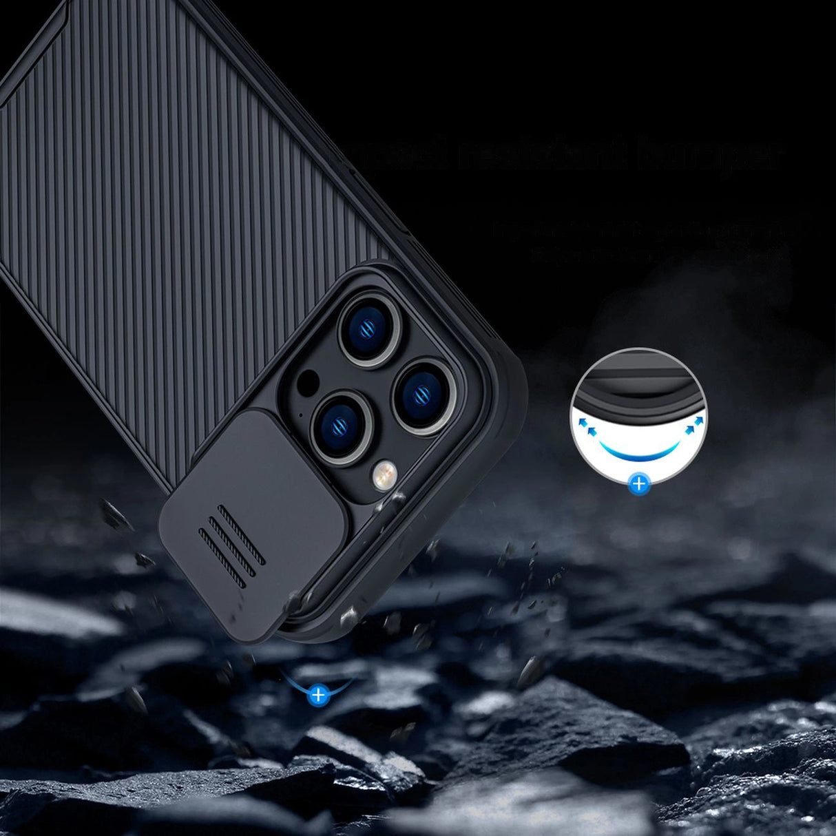 Nillkin CamShield Pro Magnetic Case iPhone 14 Pro Max Cover Camera Protector Blue (med MagSafe)