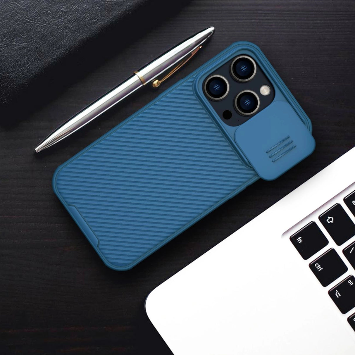 Nillkin CamShield Pro Magnetic Case iPhone 14 Pro Max Cover Camera Protector Blue (med MagSafe)