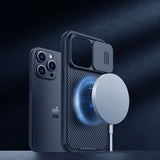 Nillkin CamShield Pro Magnetic Case iPhone 14 Pro Max Cover Camera Protector Blue (med MagSafe)
