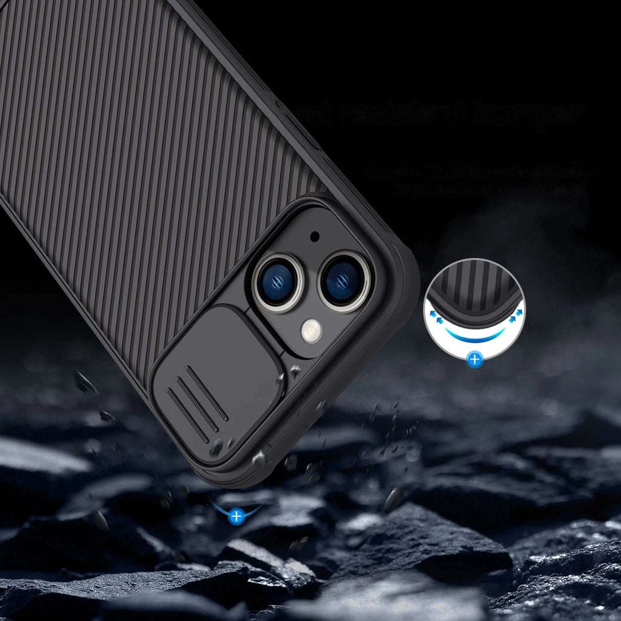 Nillkin CamShield Pro Case iPhone 14 Plus Armor Cover Camera Protector Sort