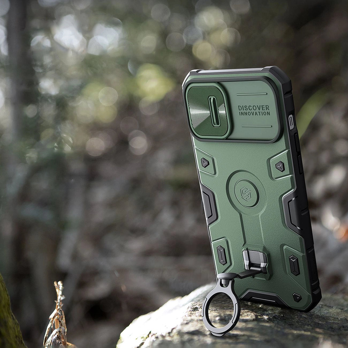 Nillkin CamShield Armor Pro Case iPhone 14 Plus pansret cover med kamera cover ring stativ blå