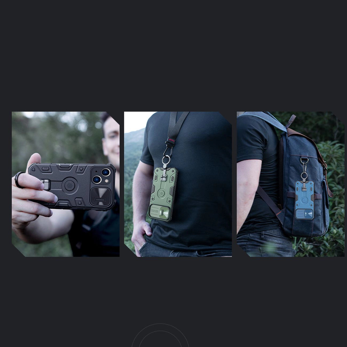 Nillkin CamShield Armor Pro Case iPhone 14 Plus pansret cover med kamera cover ring stativ blå