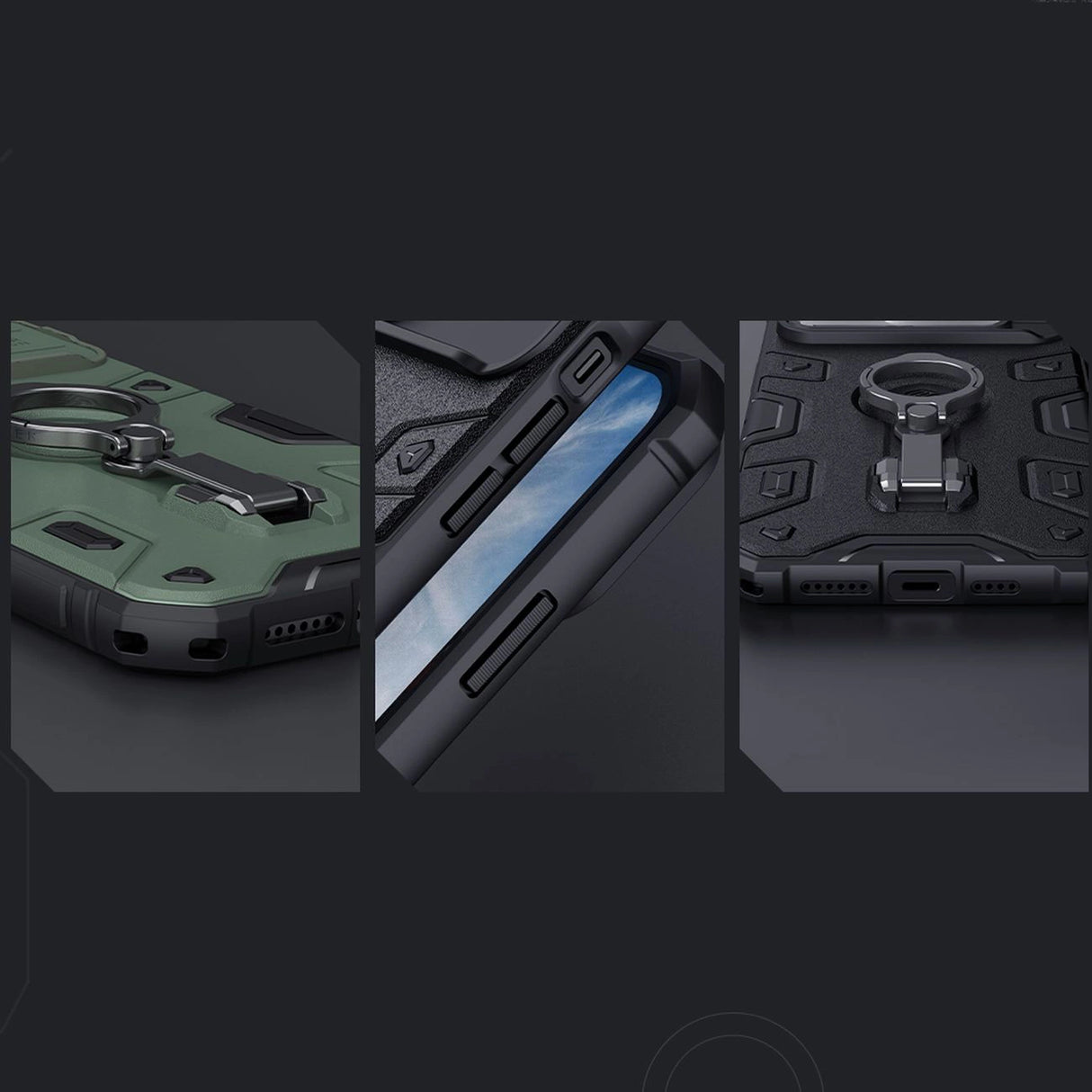 Nillkin CamShield Armor Pro Case iPhone 14 Plus pansret cover med kamera cover ring stativ blå