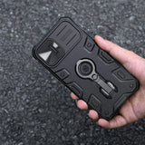 Nillkin CamShield Armor Pro Case iPhone 14 Plus pansret cover med kamera cover ring stativ blå