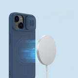 Nillkin CamShield Magnetisk Silicone Case iPhone 14 Plus Magnetisk MagSafe Cover med Kamera Beskytter Blå