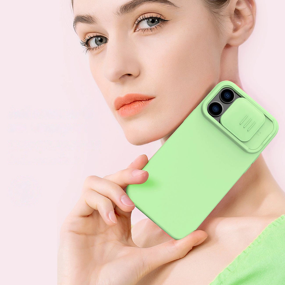 Nillkin CamShield Silky Silicone Case iPhone 14 Pro case med kamera cover grøn