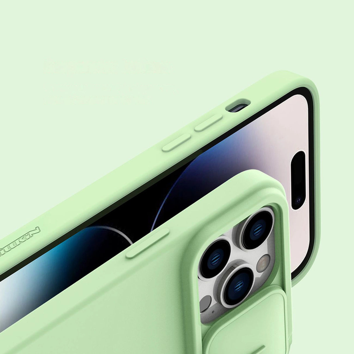 Nillkin CamShield Silky Silicone Case iPhone 14 Pro case med kamera cover grøn