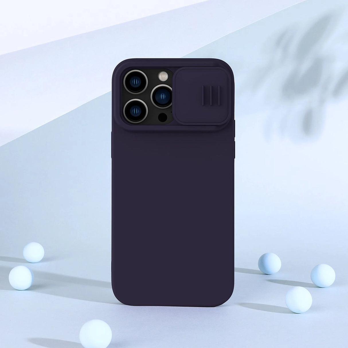 Nillkin CamShield Silky Silicone Case iPhone 14 Pro Max Silicone Cover med Kamera Beskytter Blå