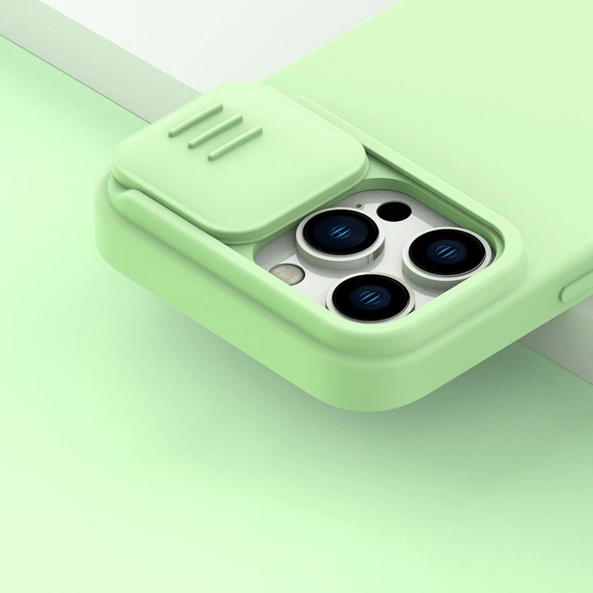 Nillkin CamShield Silky Silicone Case iPhone 14 Pro Max-hylster med kameraomslag grønt
