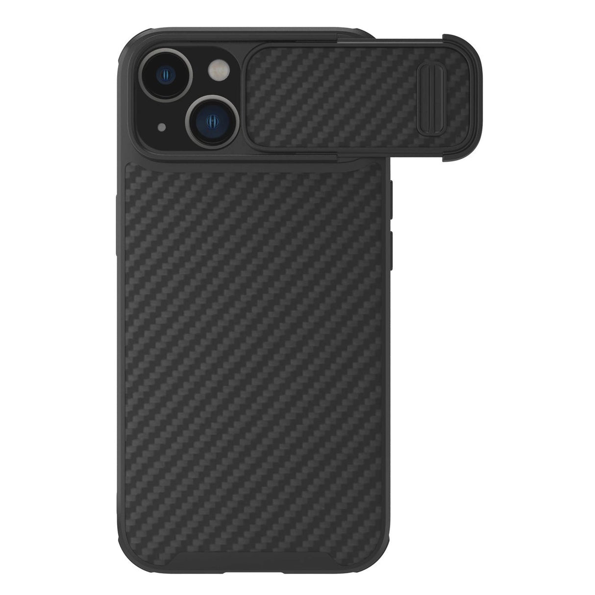 Nillkin Syntetisk Fiber S Case iPhone 14 Plus case med kamera cover, sort