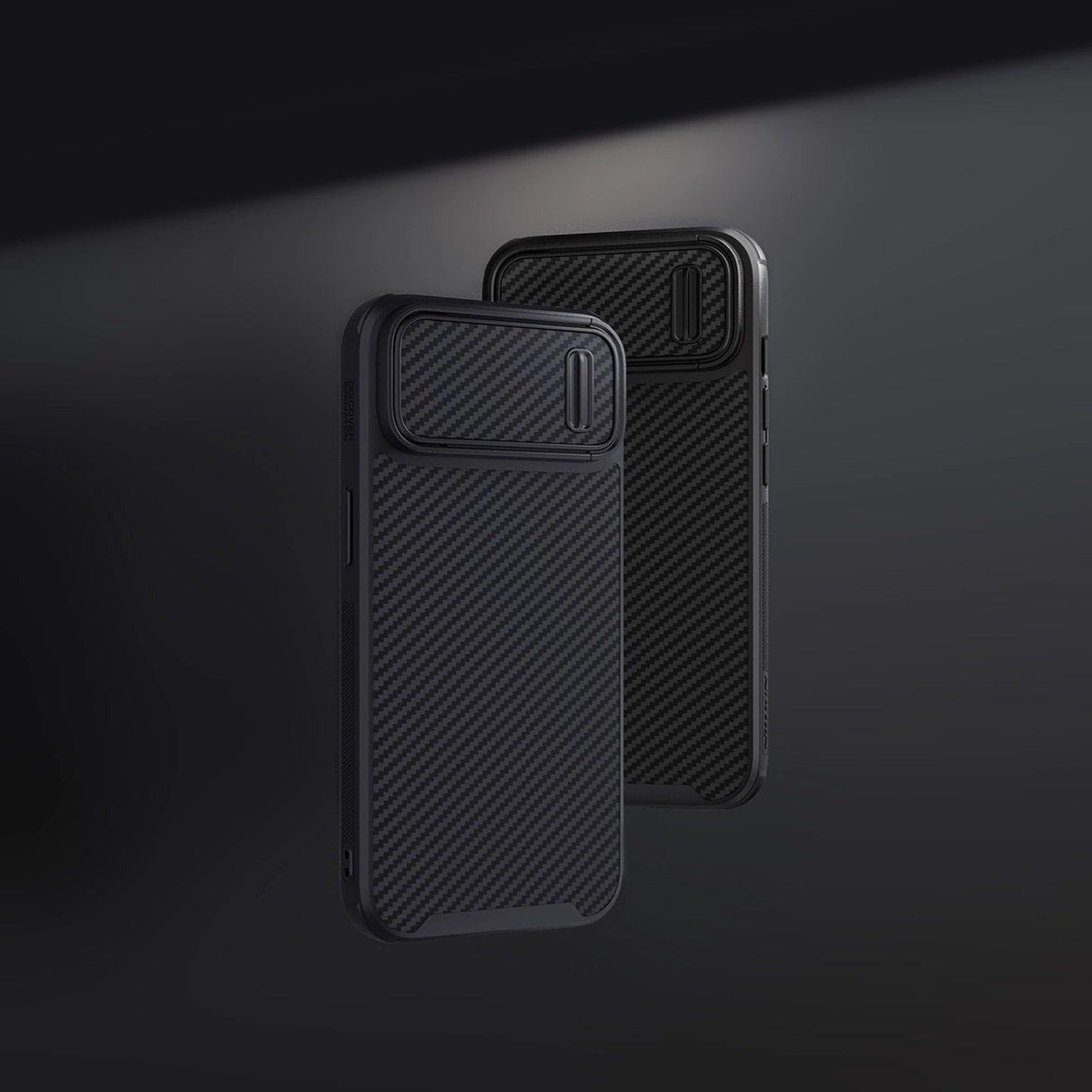 Nillkin Syntetisk Fiber S Case iPhone 14 Plus case med kamera cover, sort