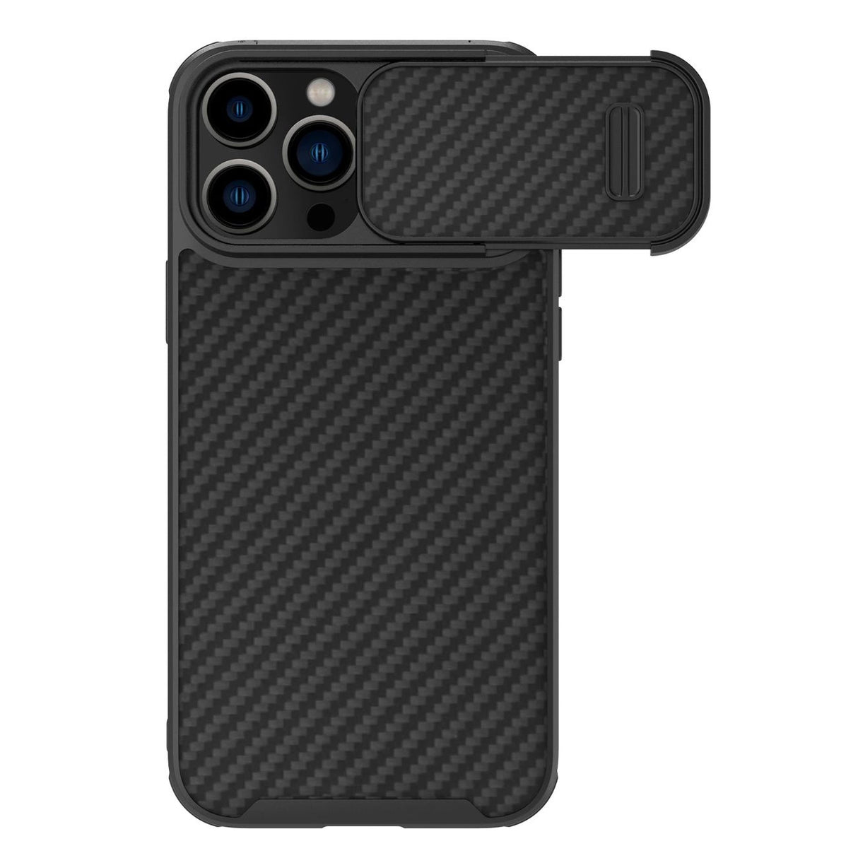 Nillkin Syntetisk Fiber S Case iPhone 14 Pro Max case med kamera cover, sort