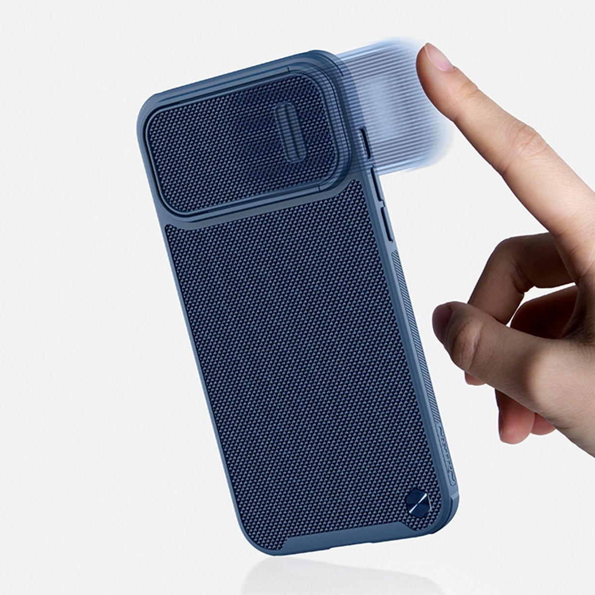 Nillkin Textured S Case til iPhone 14 Plus, pansret cover med kamera cover, blå