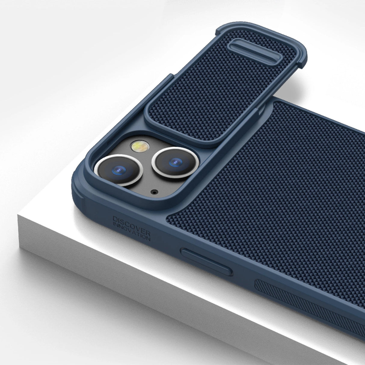 Nillkin Textured S Case til iPhone 14 Plus, pansret cover med kamera cover, blå