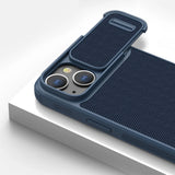 Nillkin Textured S Case til iPhone 14 Plus, pansret cover med kamera cover, blå