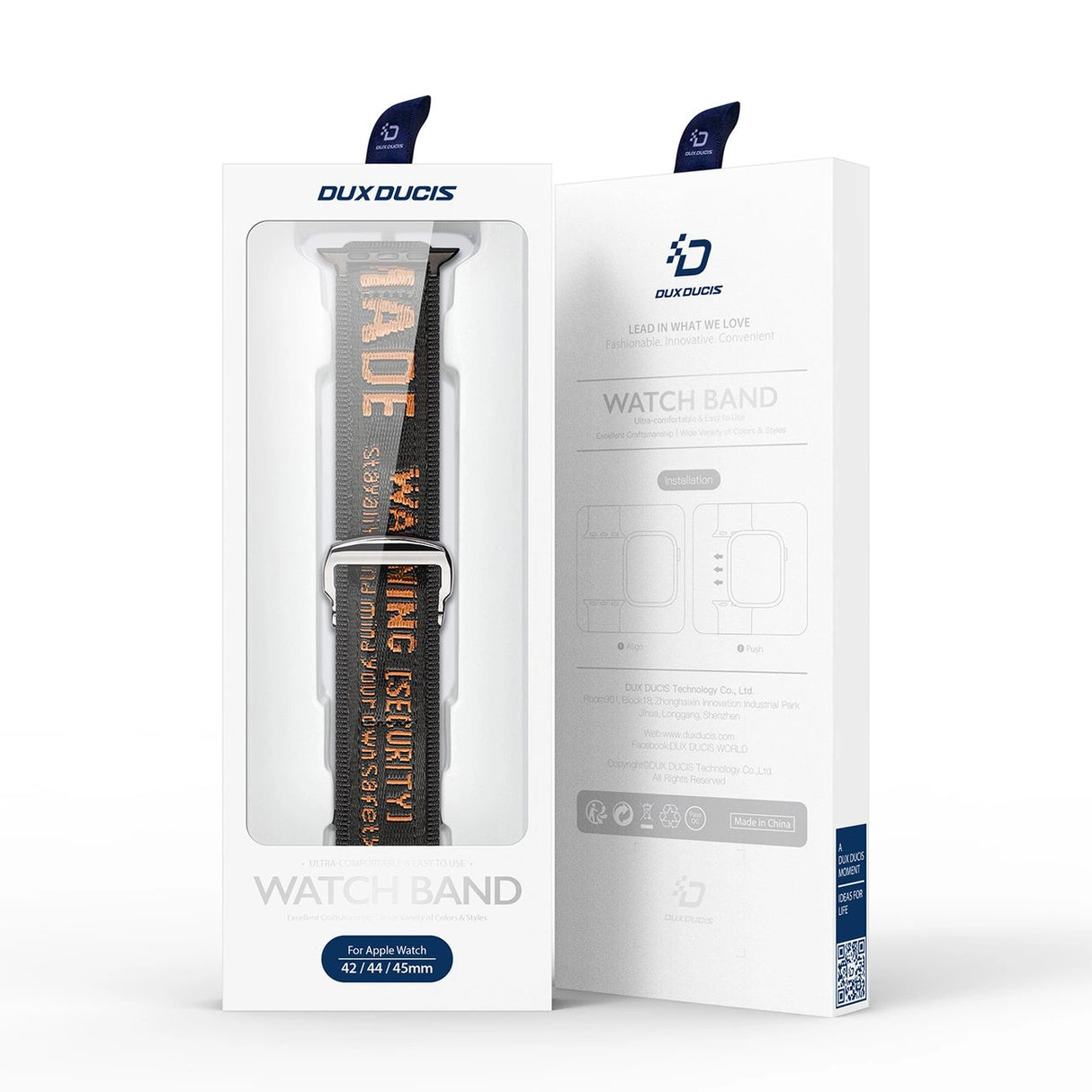 Apple Watch Ultra Strap, SE, 9, 8, 7, 6, 5, 4, 3, 2, 1 (49, 45, 44, 42 mm) Nylon band armbånd sort og orange