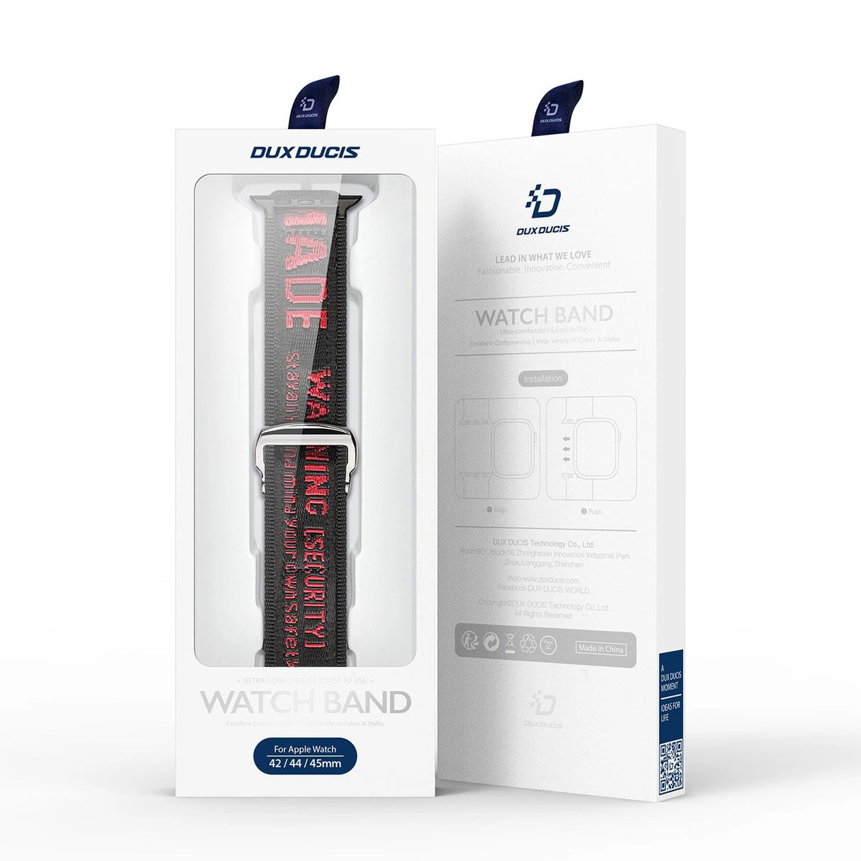 Apple Watch Ultra Strap, SE, 9, 8, 7, 6, 5, 4, 3, 2, 1 (49, 45, 44, 42 mm) Nylon band armbånd sort og rød