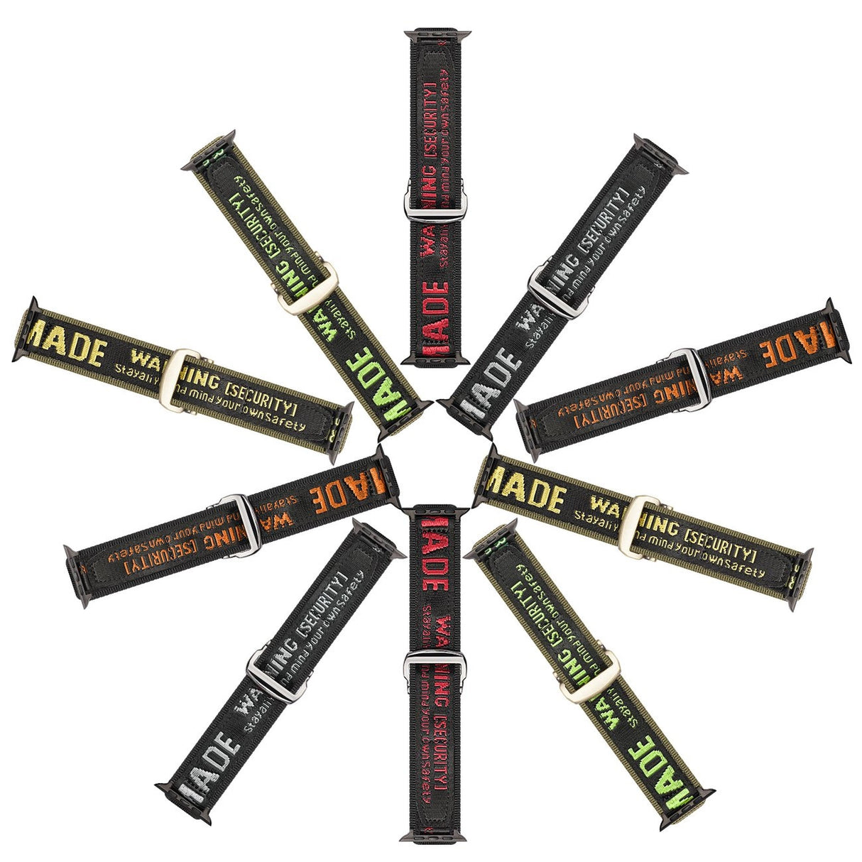 Apple Watch Ultra Strap, SE, 9, 8, 7, 6, 5, 4, 3, 2, 1 (49, 45, 44, 42 mm) Nylon band armbånd sort/grøn