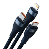 Baseus Flash Series Ⅱ 3-in-1 Fast Charging Cable USB-A to USB-C / Micro-USB / Lightning 66W 480Mb/s 1.2m Blue