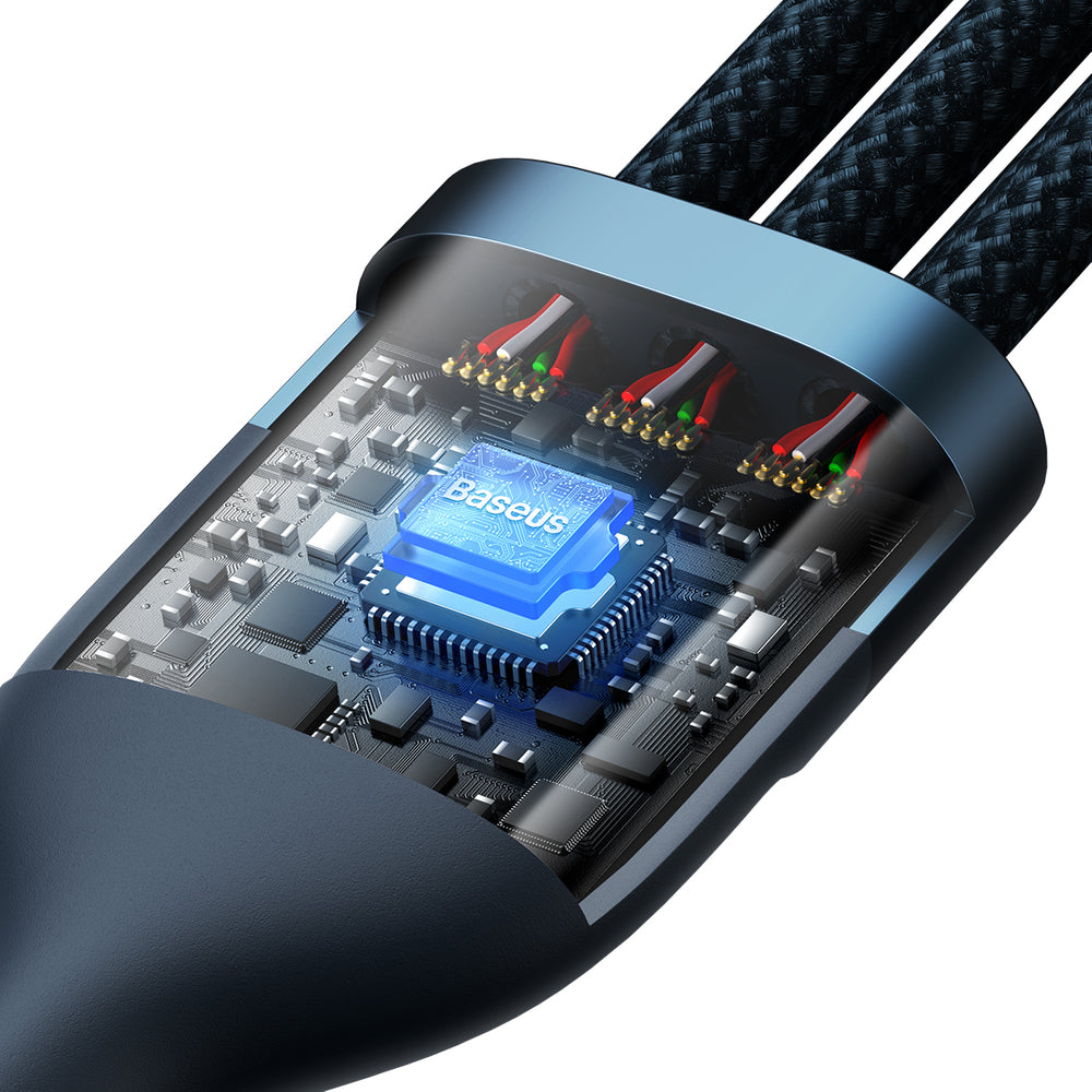 Baseus Flash Series Ⅱ 3-in-1 Fast Charging Cable USB-A to USB-C / Micro-USB / Lightning 66W 480Mb/s 1.2m Blue