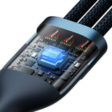 Baseus Flash Series Ⅱ 3-in-1 Fast Charging Cable USB-A to USB-C / Micro-USB / Lightning 66W 480Mb/s 1.2m Blue
