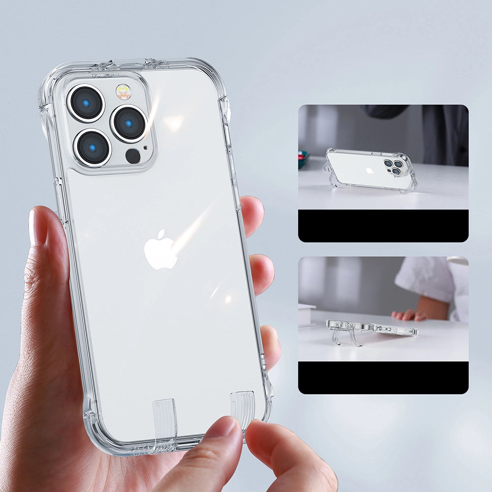 Joyroom Defender Series Case Cover til iPhone 14 Armored Hook Cover Stand Clear (JR-14H1)