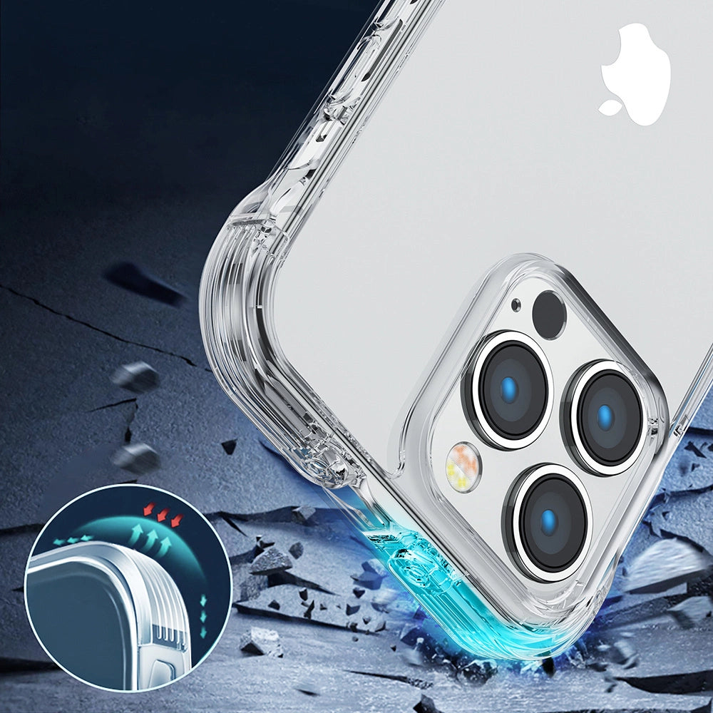 Joyroom Defender Series Case Cover til iPhone 14 Armored Hook Cover Stand Clear (JR-14H1)