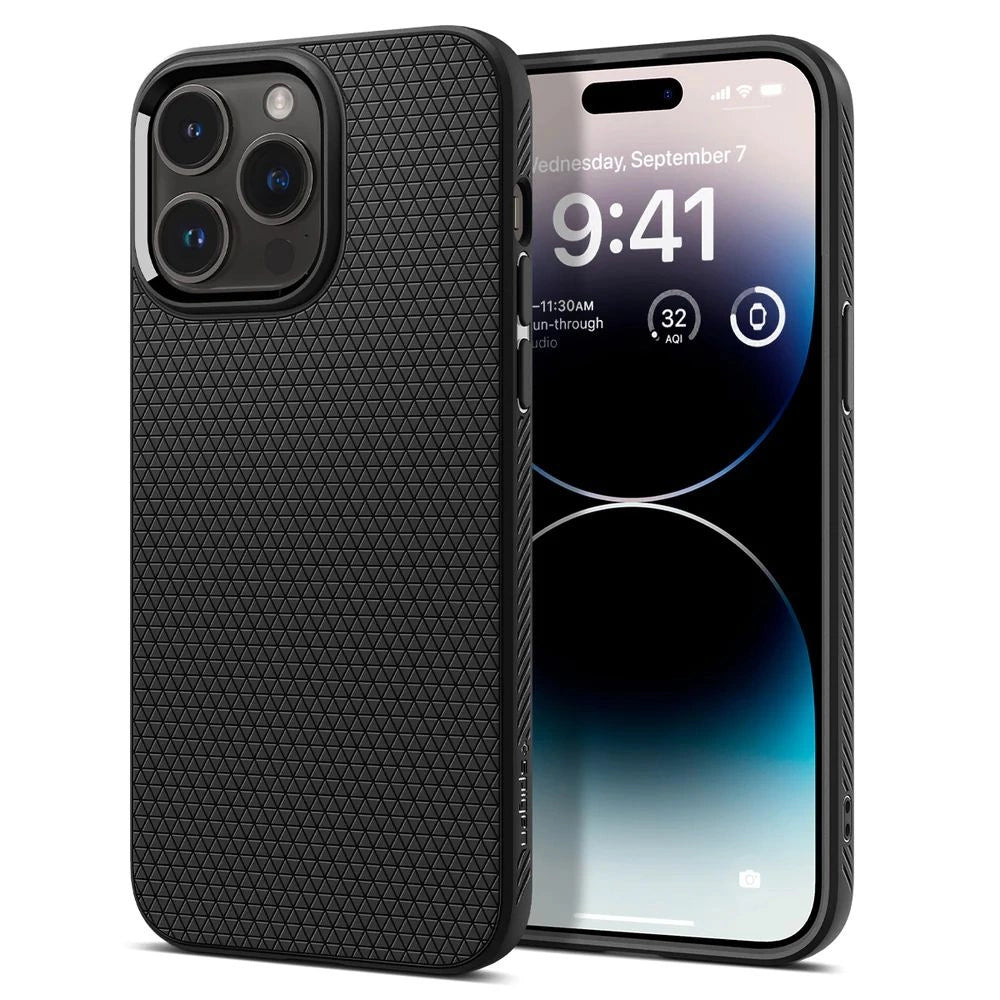 Spigen Liquid Air iPhone 14 Pro Case - Matte sort