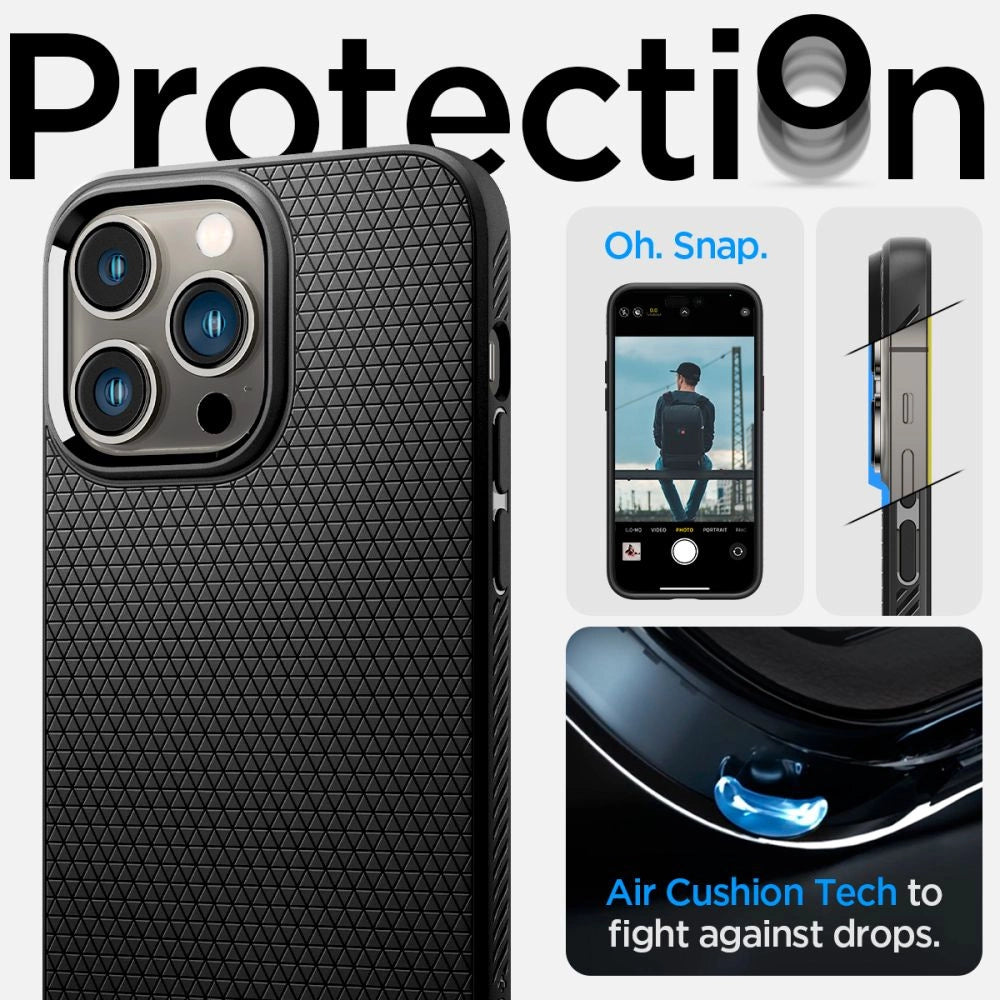Spigen Liquid Air iPhone 14 Pro Case - Matte sort