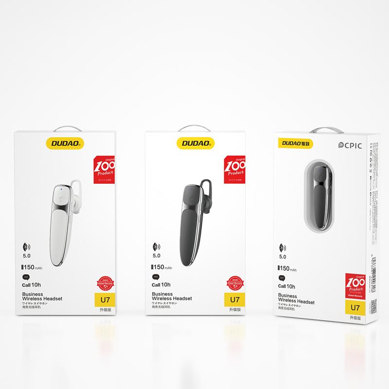 Bluetooth headset Dudao U7 – hvid (mono, 10 t tale)