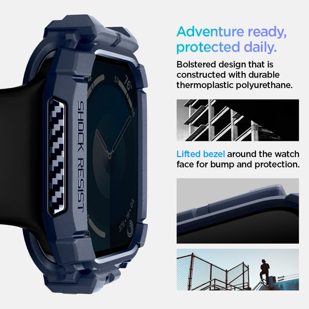 Spigen Rugged Armor Apple Watch 10/11 (46 Mm) Marineblå
