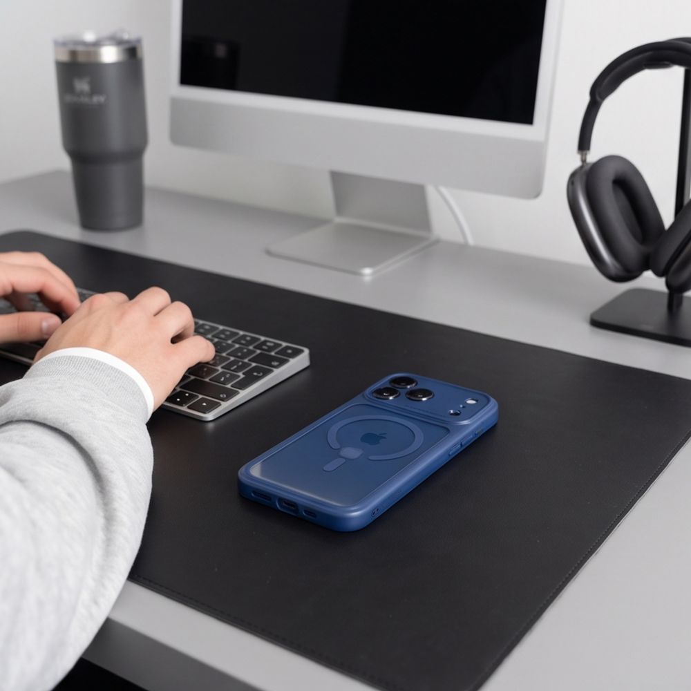 Tech Protect Magpeak Magsafe Cc Iphone 17 Pro Max / 18 Pro Max Dyb Blå/Klar