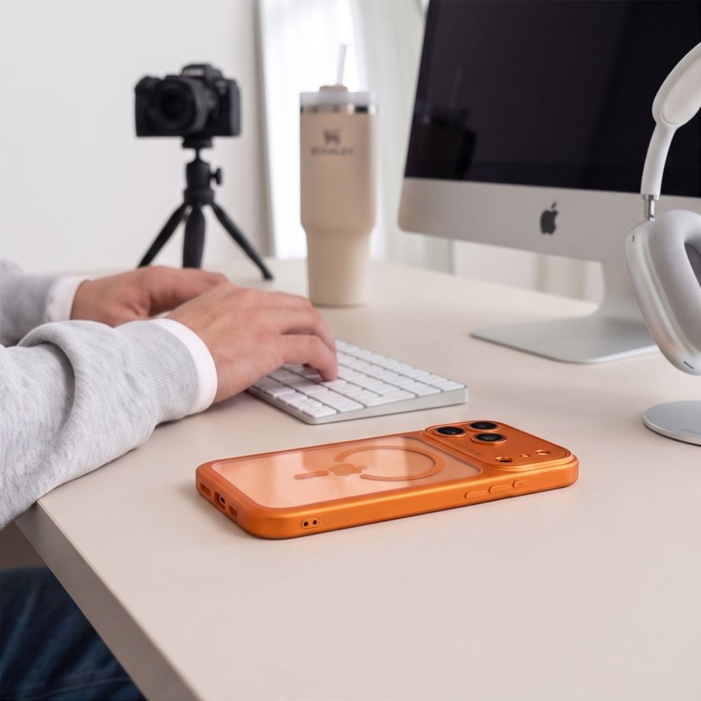 Tech Protect Magpeak Magsafe Cc Iphone 17 Pro Max / 18 Pro Max Cosmic Orange/Clear