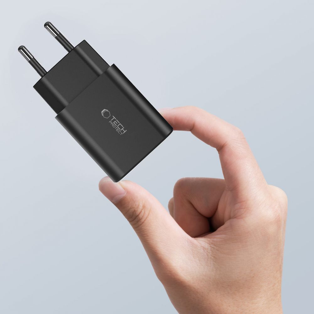 Tech Protect Nc30 W 2 Port Netværksopladder Pd 30 W / Qc3.0 Sort