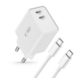 Tech Protect C35 W 2 Port Netværksopladder Pd 35 W + Type C Kabel Hvid