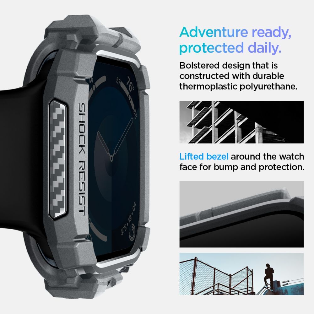 Spigen Rugged Armor Apple Watch 10/11 (46 Mm) Mørkegrå