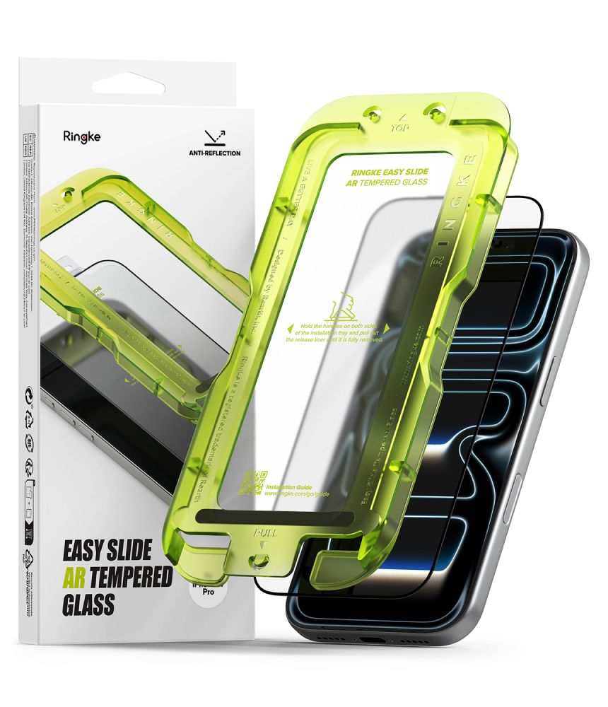 Antireflektivt Glas Antyrefleksyjne Ringke Easy Slide Anti Reflektigt Hærdet Glas Iphone 17 Pro / 18 Pro Sort