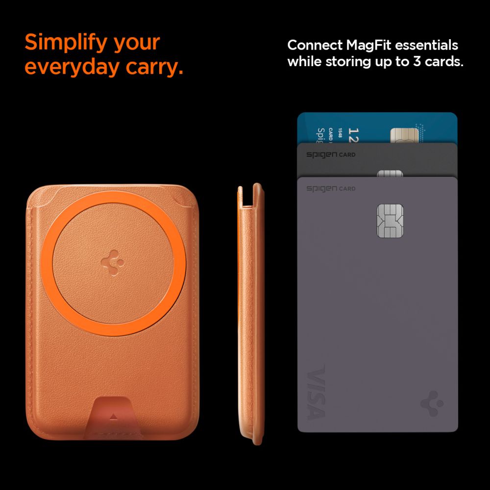 Spigen Valentinus Magfit+ Magsafe Universal Magnetisk Kortholder Metallisk Orange