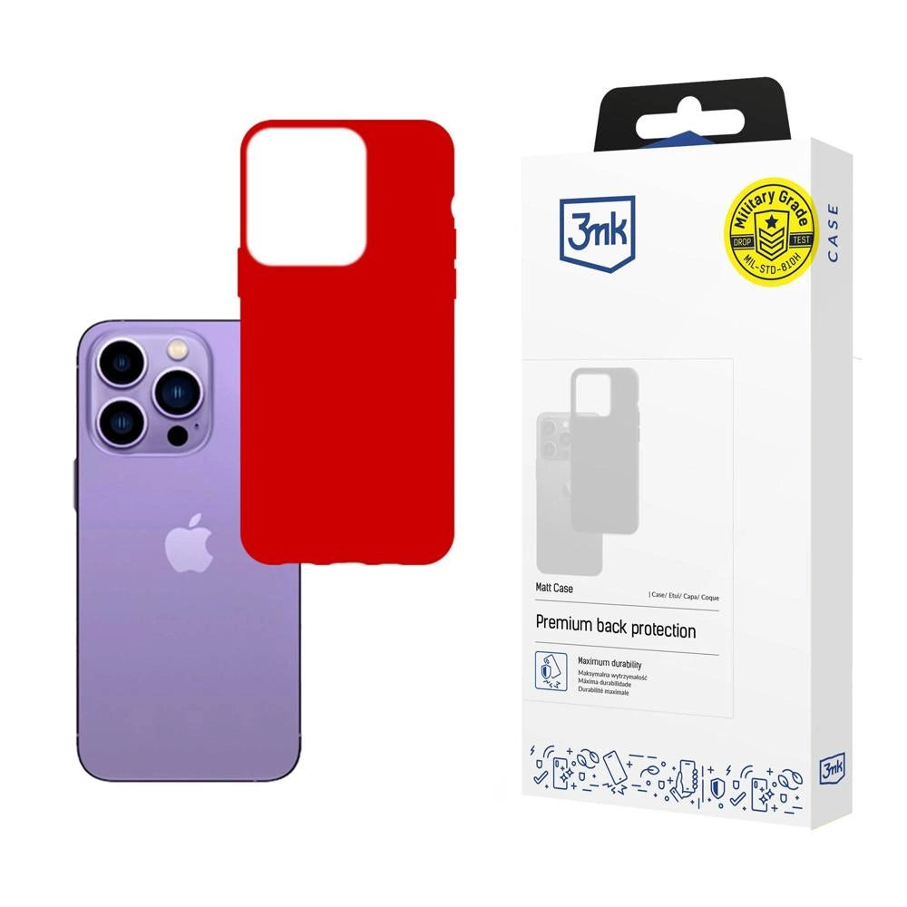 Case til iPhone 14 Pro Max serie 3mk Matt Case - rød