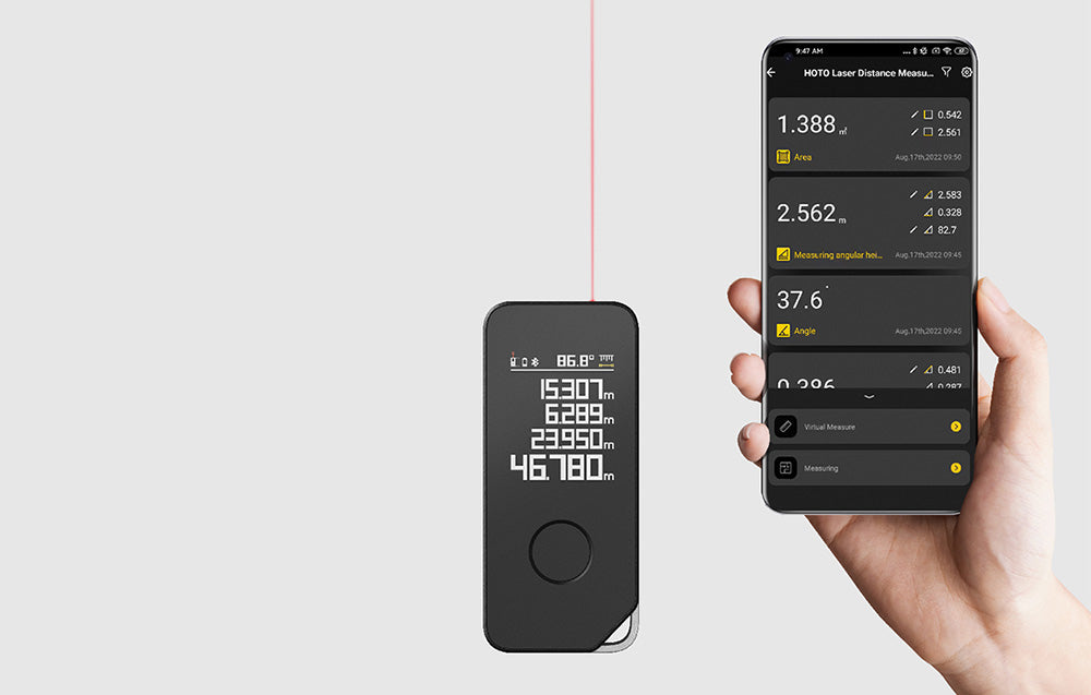Smart laser afstandsmåler HOTO H-D50, bluetooth, 50m