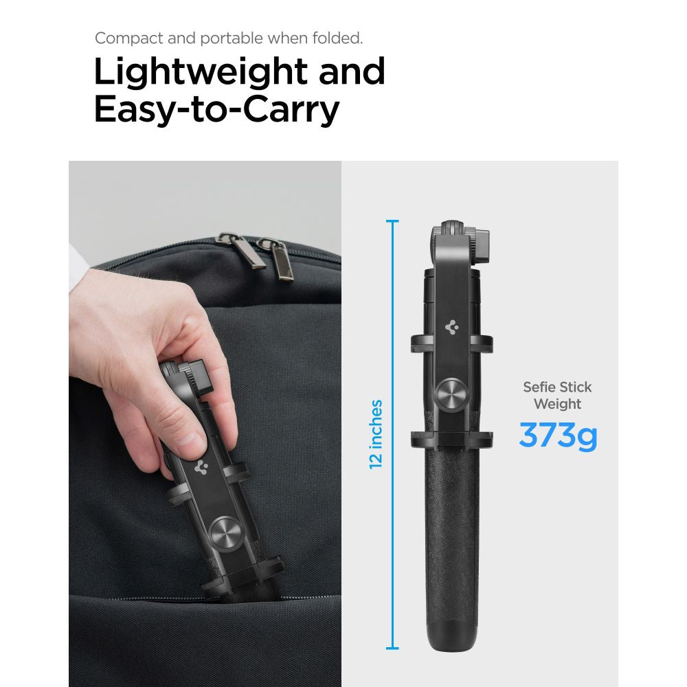 Spigen S560 W Bluetooth Selfie Stick Langt Stativ Sort