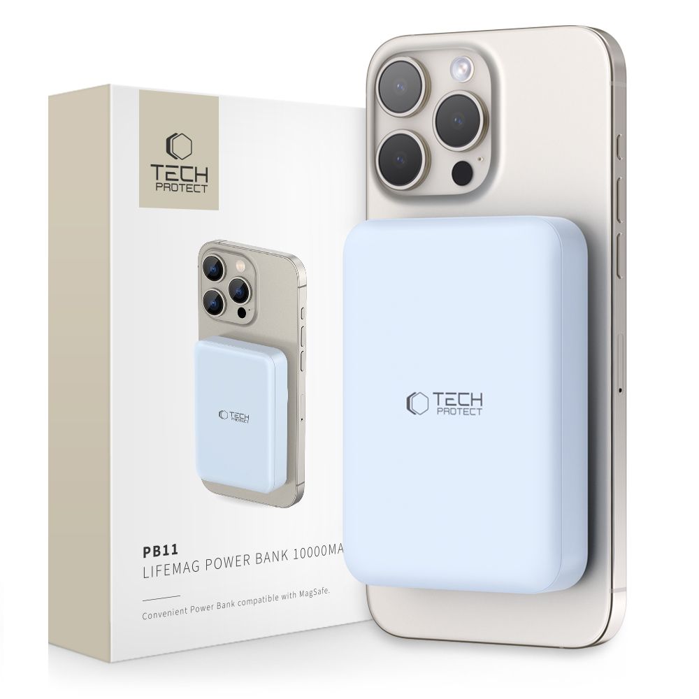 Tech Protect Pb11 Lifemag Magsafe Powerbank 10000 M Ah Blå